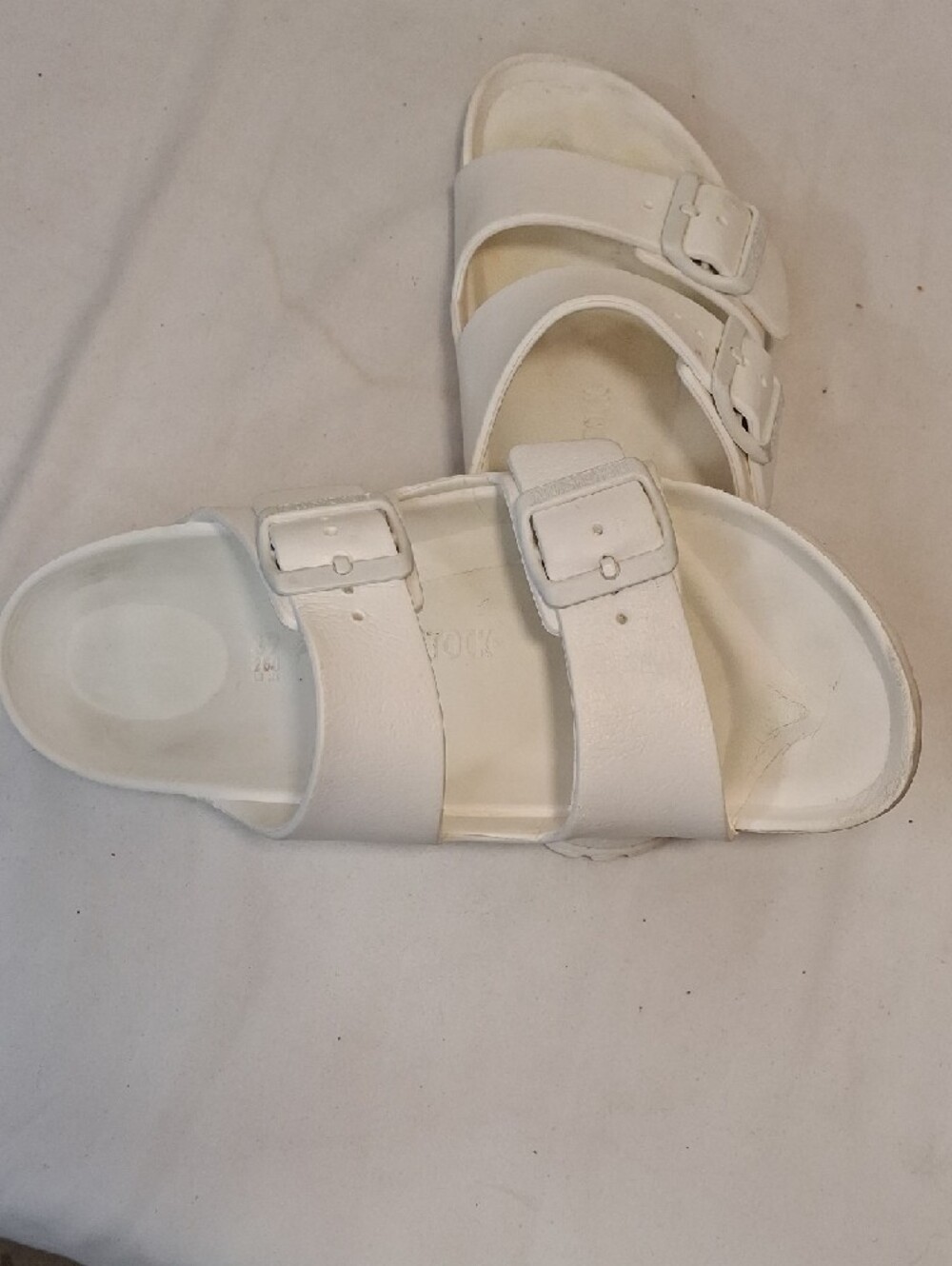 Birkenstock Women's White Synthetic Double-Strap Buckle Sandals. - Picture 11 of 13